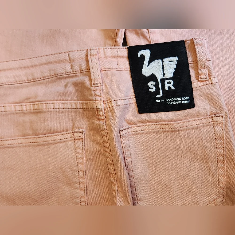 Sandrine Rose + Free People High Rise Flare Jean Petal Pink Sz 25 NWT